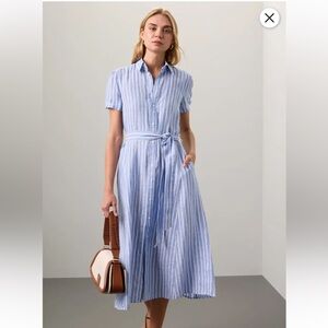 Polo by Ralph Lauren Light Blue Striped Midi Dress size 2